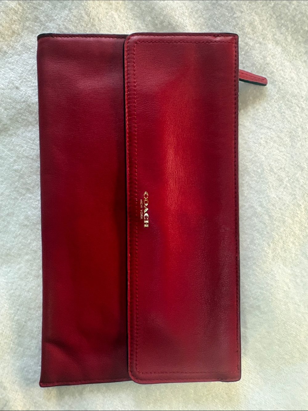Coach Red Leather Fold-Over Clutch